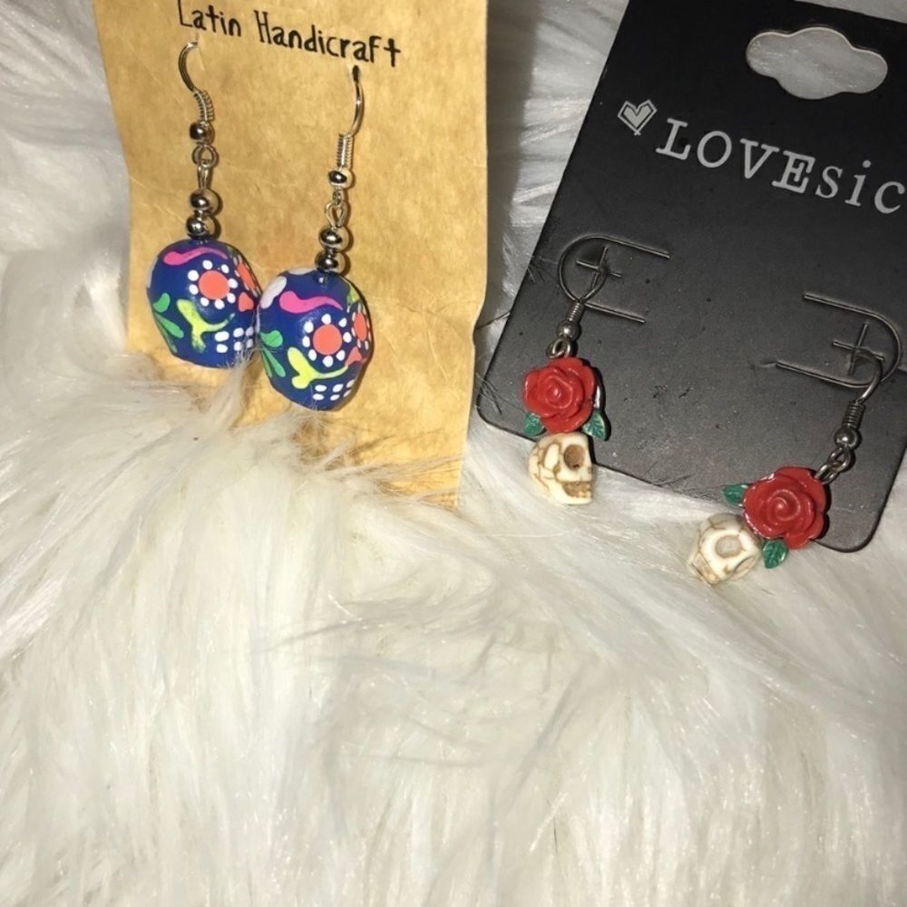NWT sugar skull catrina dangling earrings